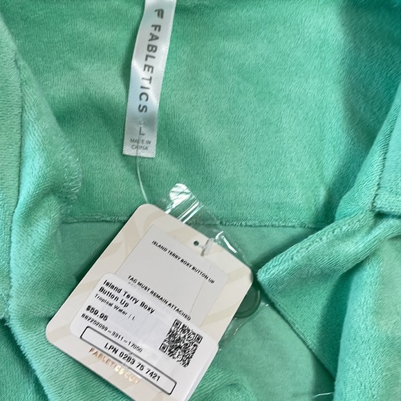 Fabletics terry sleep set 🌺🌴 tropical water green color Size Large NWT - Picture 2 of 6